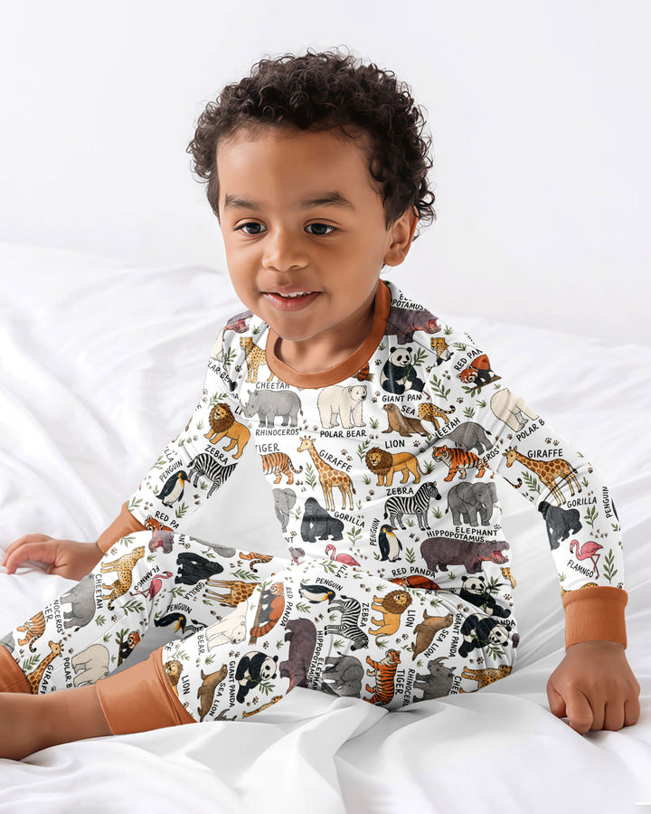 Zoo Animal Bamboo Two Piece Long Sleeve Pajama Set