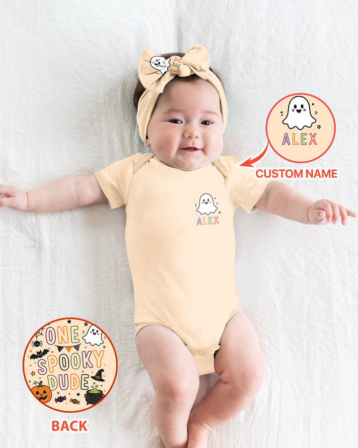 Custom Name Halloween 1st Birthday Bamboo Bodysuit