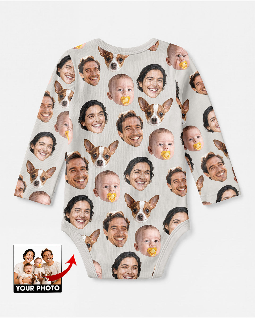 Personalized Face Baby Bodysuit, Families Faces Newborn Bodysuit