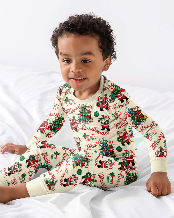 Funny Christmas Santa Bamboo Two Piece Long Sleeve Pajama Set