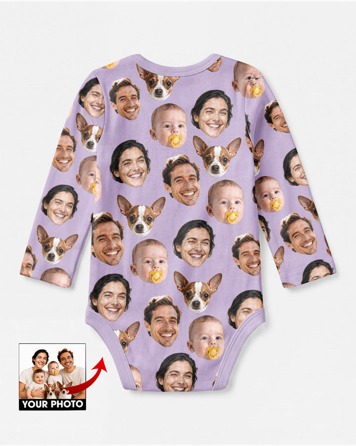 Personalized Face Baby Bodysuit, Families Faces Newborn Bodysuit