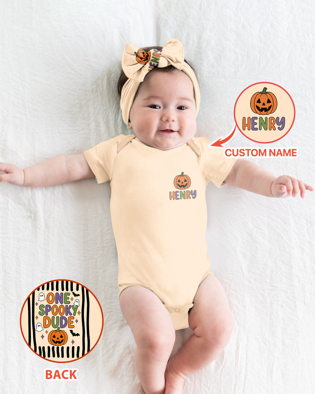Personalized Halloween First Birthday Baby One Spooky Dude Bamboo Bodysuit
