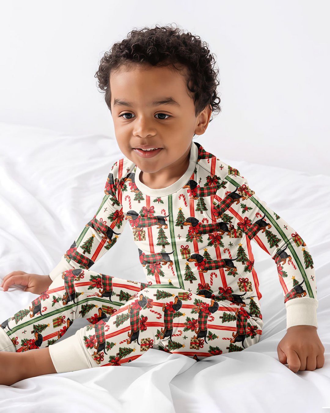 Puppy Holiday Bamboo Two Piece Long Sleeve Pajama Set