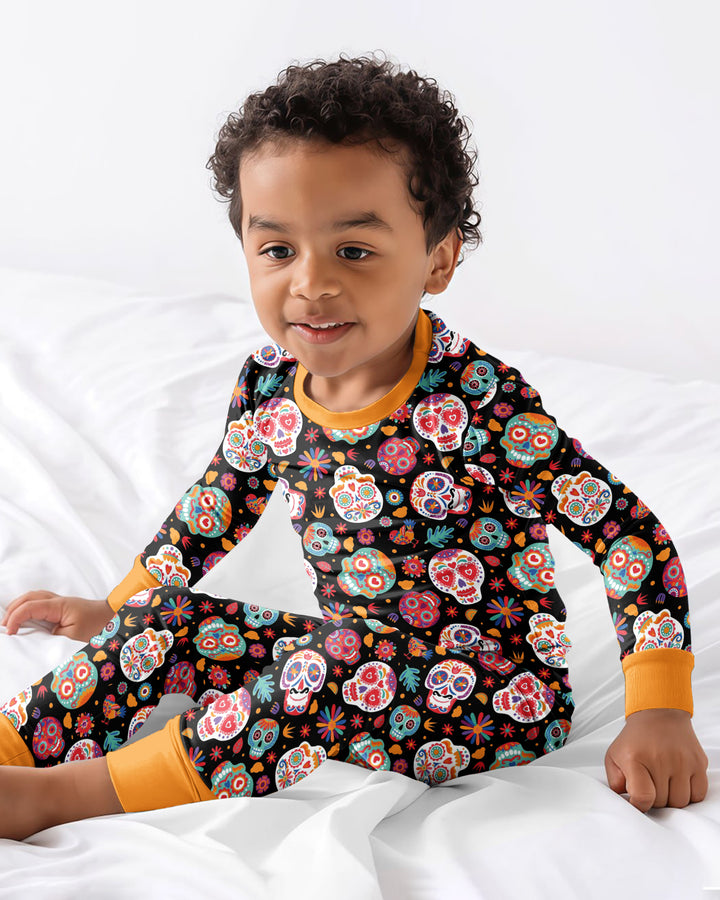 Día de los Muertos Mexico Halloween Bamboo Two Piece Long Sleeve Pajama Set