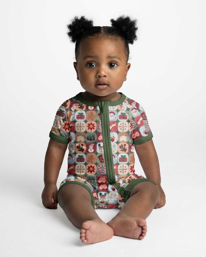 Christmas Felt Patchwork Bamboo Shorty Zippy
