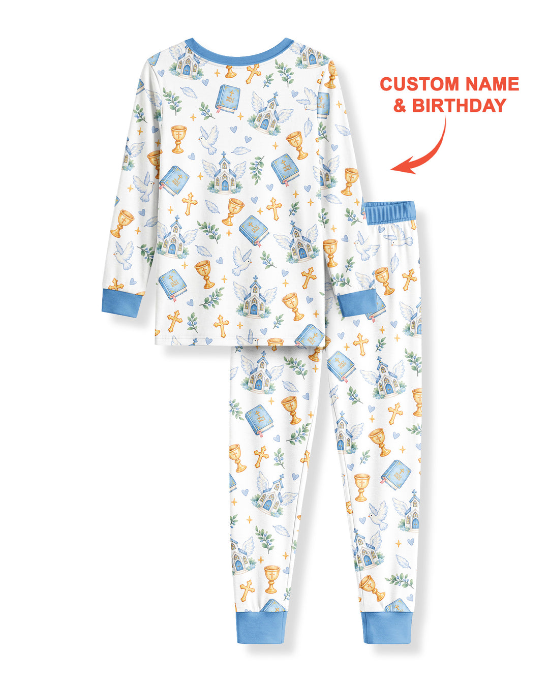 Personalized When I Wake Up It Will Be My Christening Day Bamboo Two Piece Long Sleeve Pajama Set