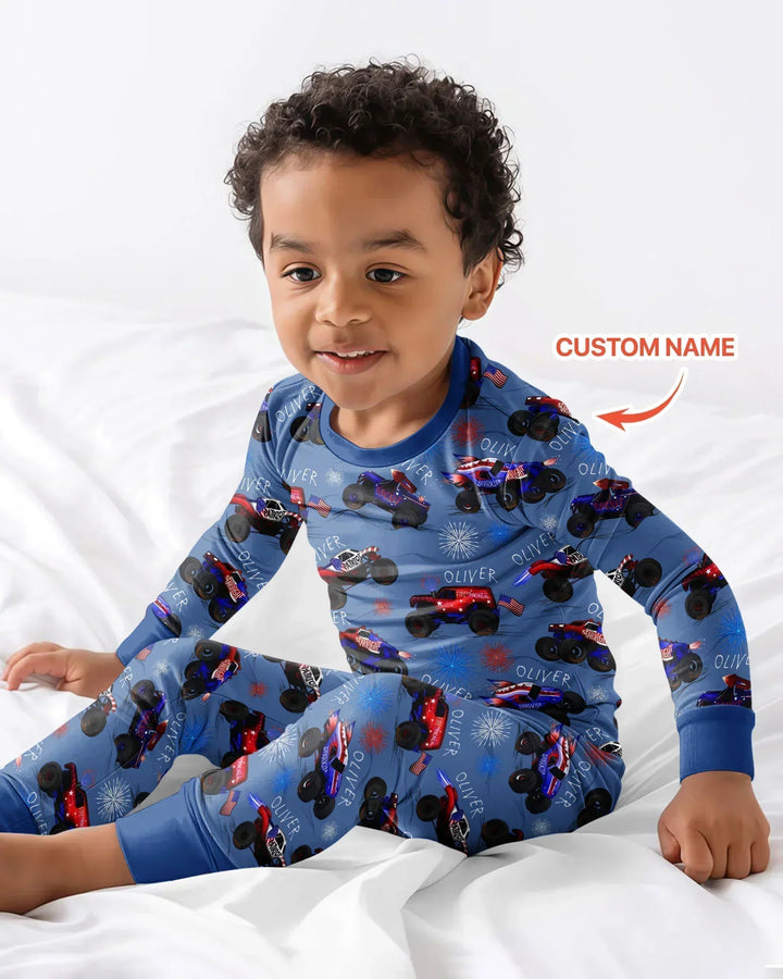 Zweiteiliges Langarm-Pyjama-Set mit Sommerfrüchten