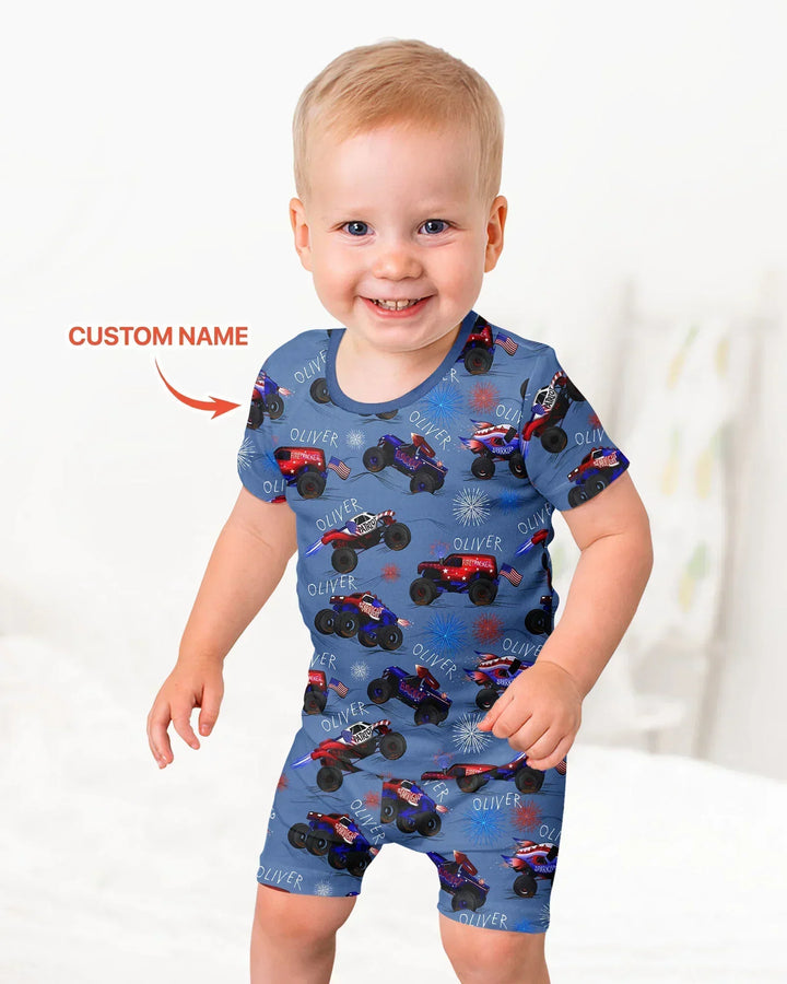 Zweiteiliges Pyjama-Set mit kurzen Ärmeln und Shorts im Sommer-Design