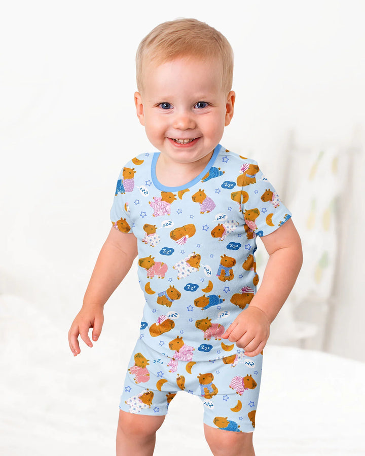 Schlafanzug-Set zweiteilig, kurze Ärmel, kurze Hose, Bambus