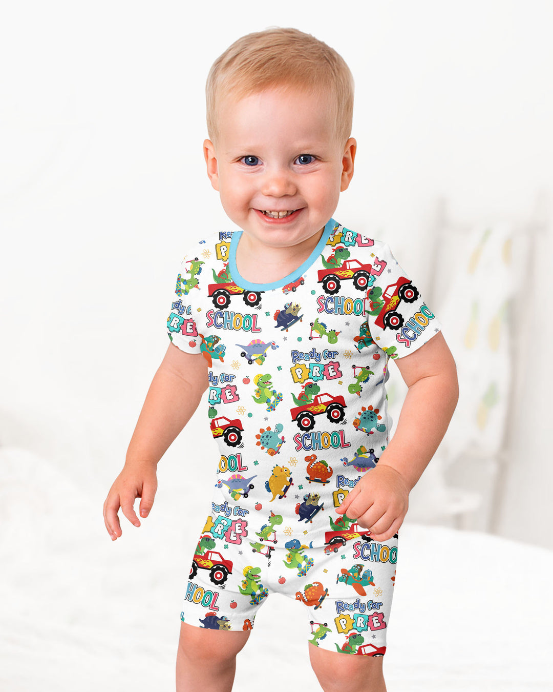 Schlafanzug-Set zweiteilig, kurze Ärmel, kurze Hose, Bambus