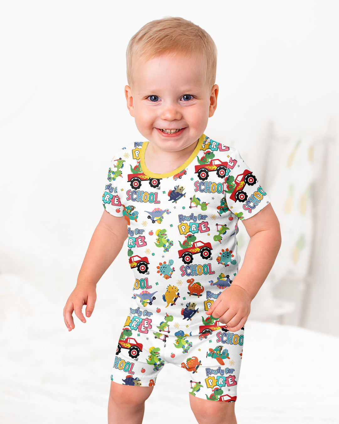 Schlafanzug-Set zweiteilig, kurze Ärmel, kurze Hose, Bambus