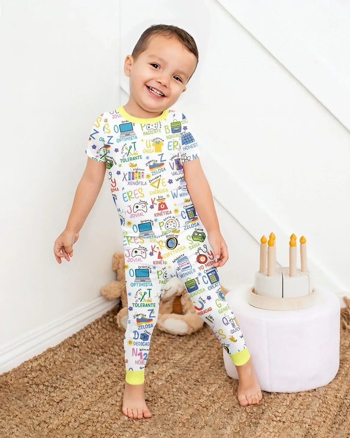 You Are Spanish Alphabet Version Bamboo Two Piece Short Sleeve Pajama Set