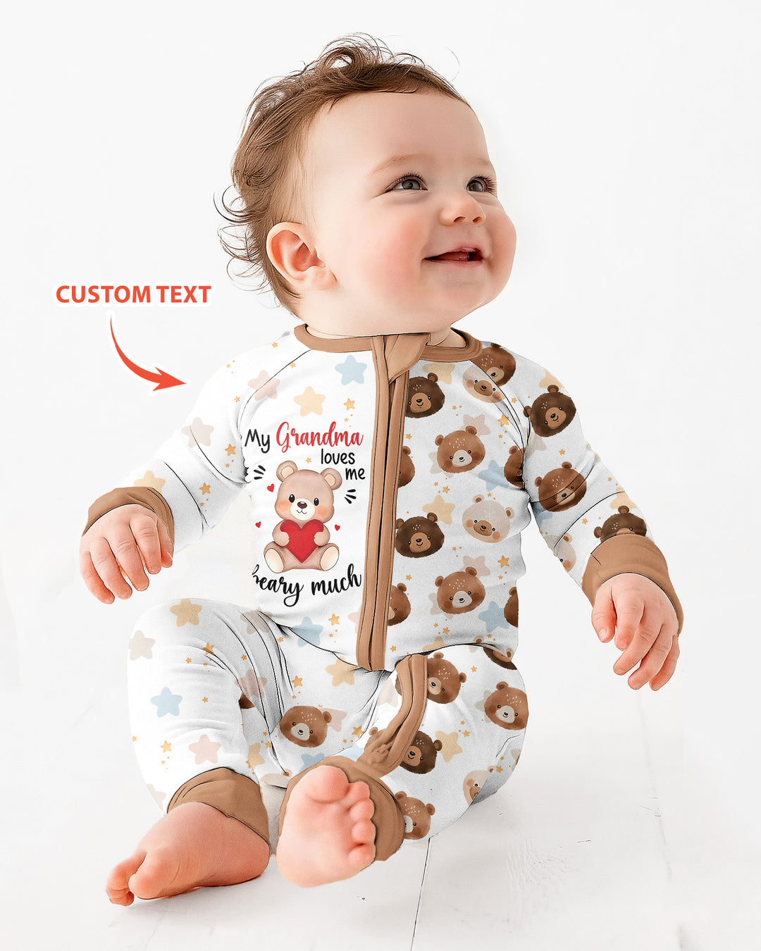 Personalized My Grandma Loves Me Beary Much Bamboo Convertible Zippy