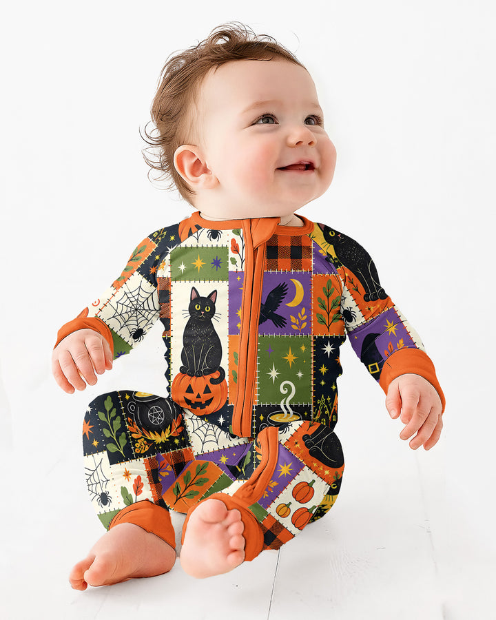 Halloween Black Cat Patchwork Bamboo Convertible Zippy
