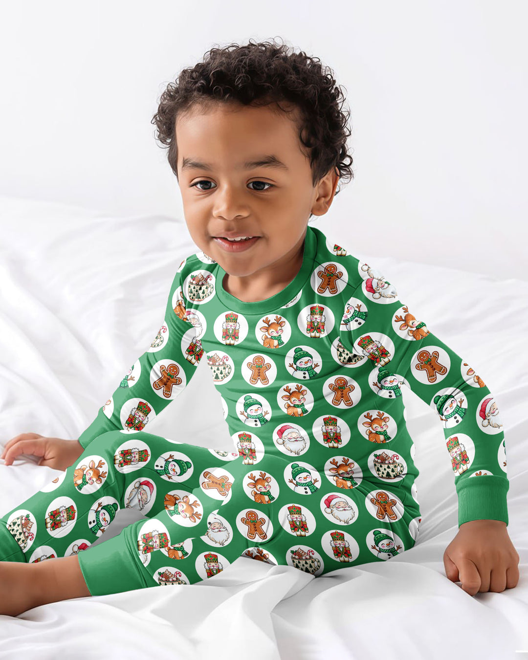 Distressed Holiday Bamboo Two Piece Long Sleeve Pajama Set