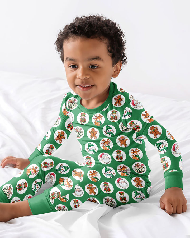 Distressed Holiday Bamboo Two Piece Long Sleeve Pajama Set