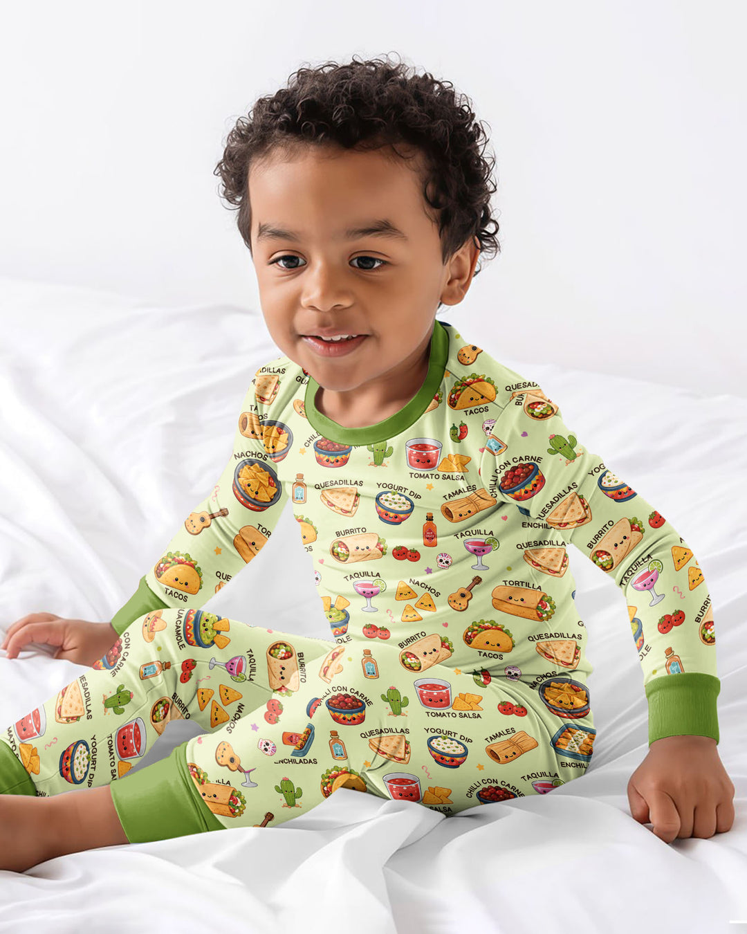 Kawaii Mexican Food Bamboo Two Piece Long Sleeve Pajama Set