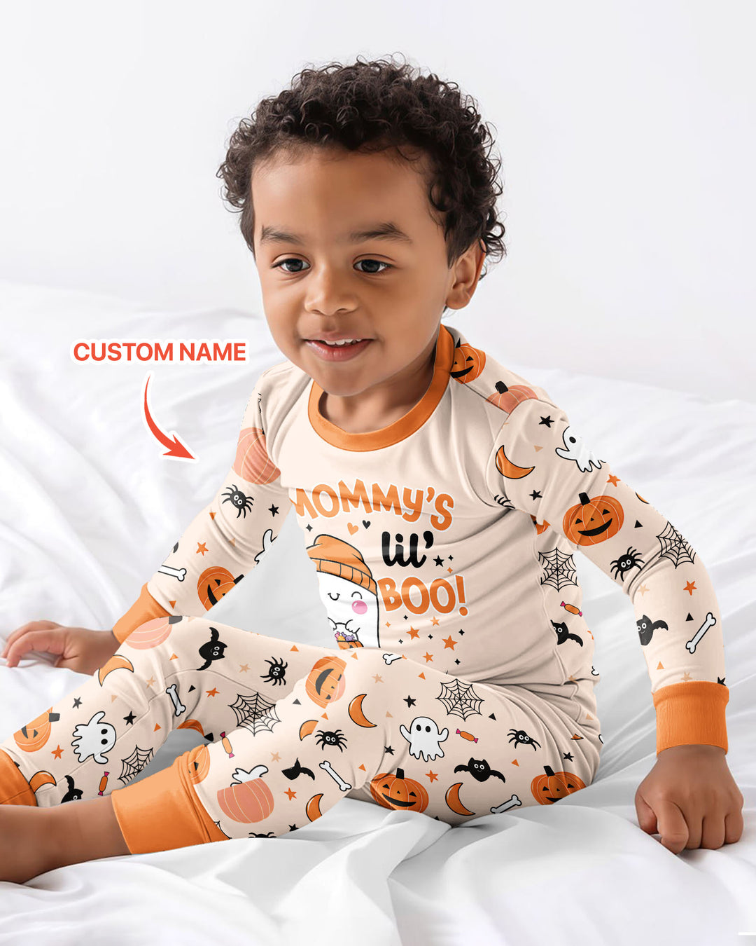 Custom Name Mommy's Lil' Boo Bamboo Two Piece Long Sleeve Pajama Set