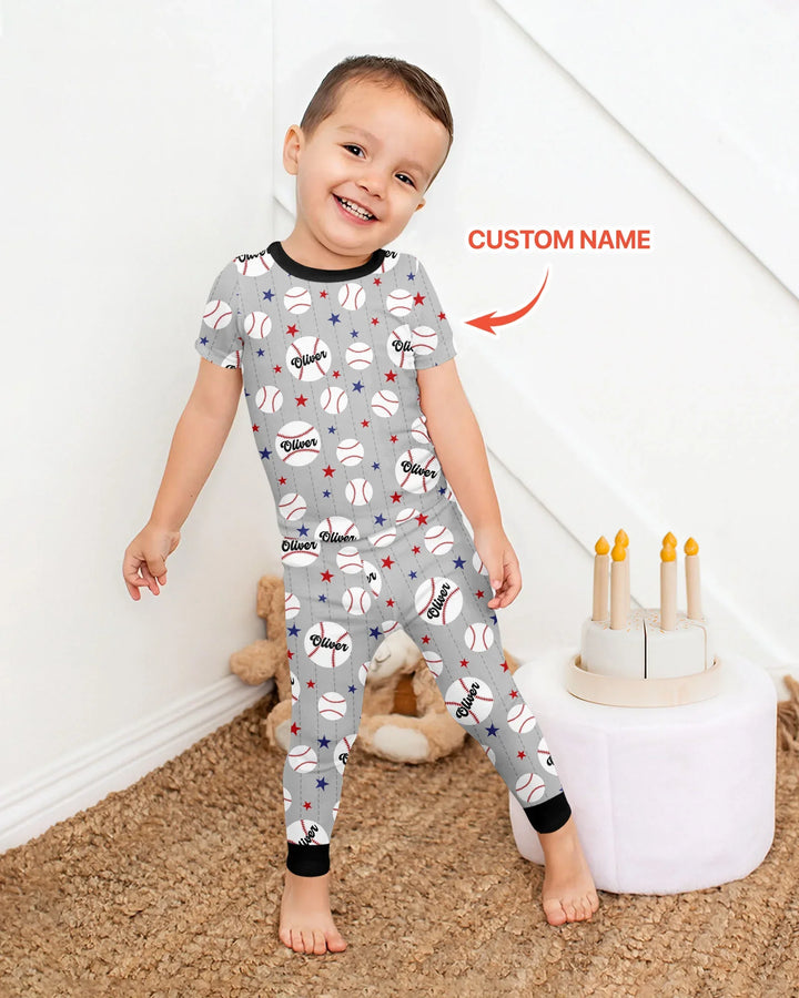 Custom Name Rookie of The Year Matching Bamboo Two Piece Short Sleeve Pajama Set