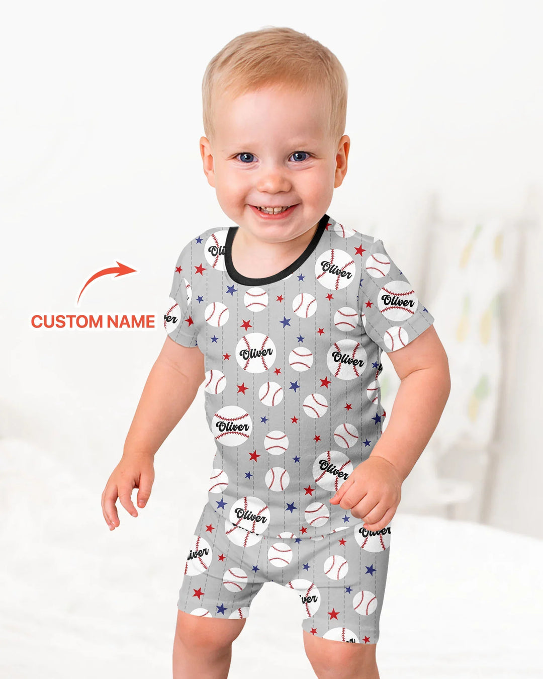 Zweiteiliges Pyjama-Set mit kurzen Ärmeln und Shorts im Sommer-Design
