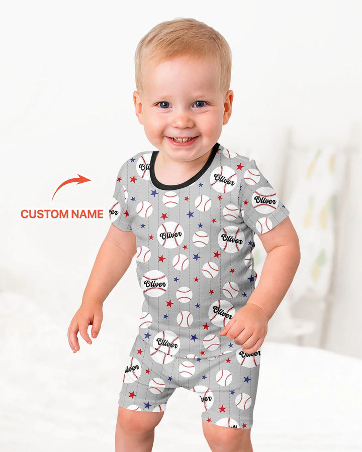 Zweiteiliges Pyjama-Set mit kurzen Ärmeln und Shorts im Sommer-Design