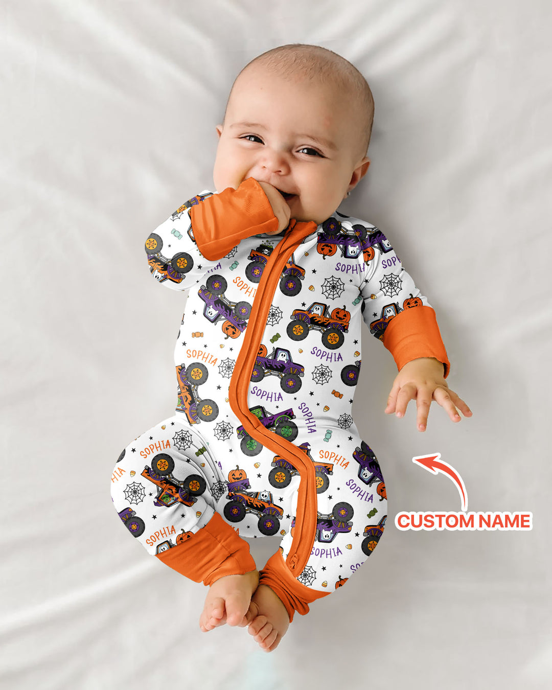Custom Name Halloween Monster Truck Bamboo Convertible Zippy