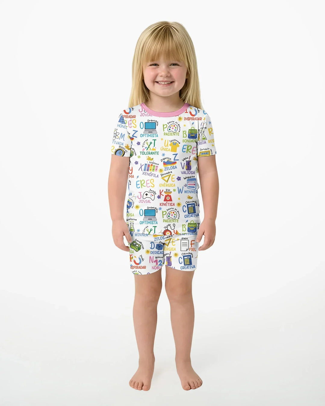 You Are Spanish Alphabet Version Bamboo Two Piece Short Sleeve Shorts Pajama Set