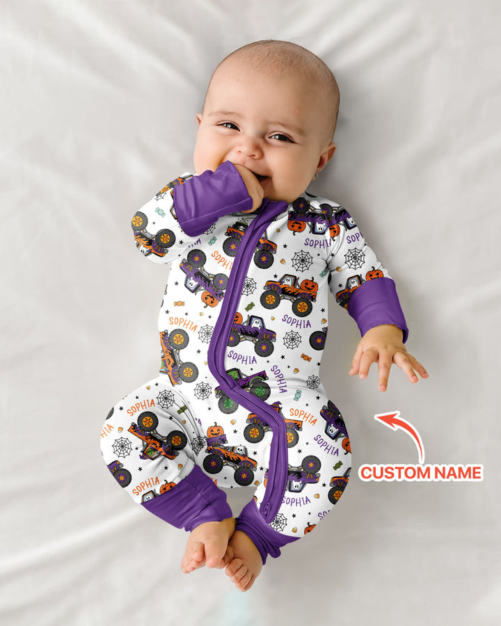 Custom Name Halloween Monster Truck Bamboo Convertible Zippy