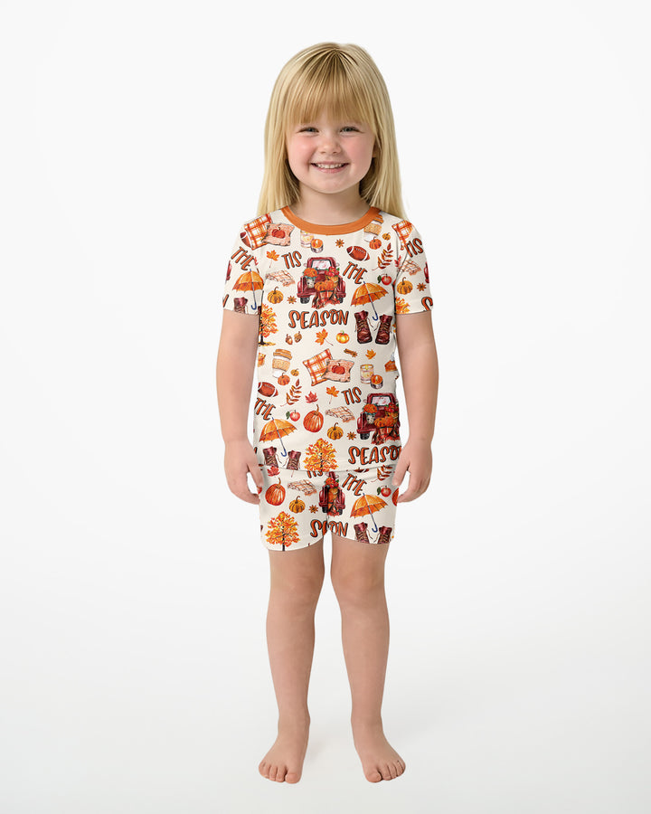 Fall Tis the Season Bamboo Two Piece Short Sleeve Shorts Pajama Set