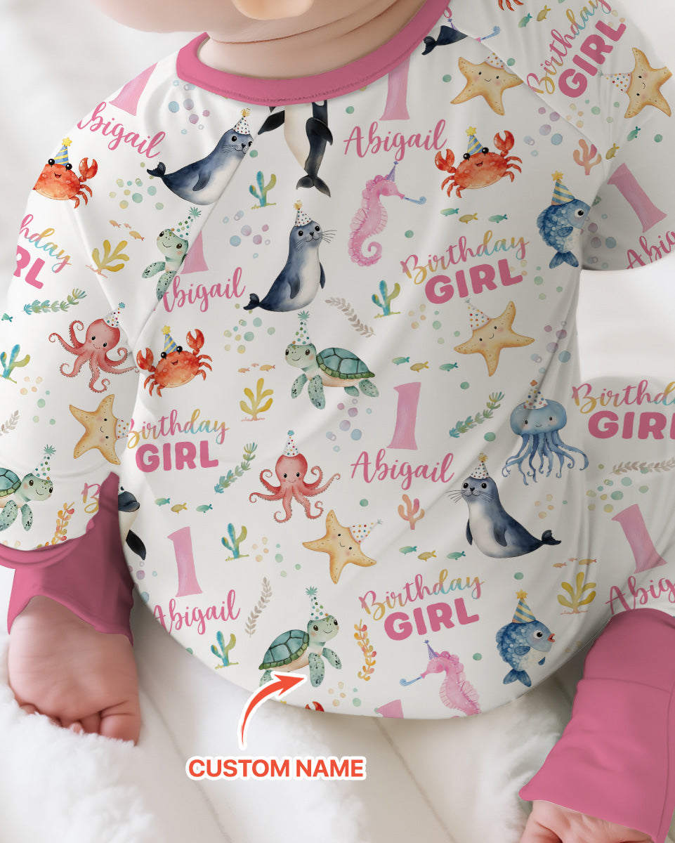 Birthday Under The Sea Custom Name & Age Bamboo Convertible Zippy