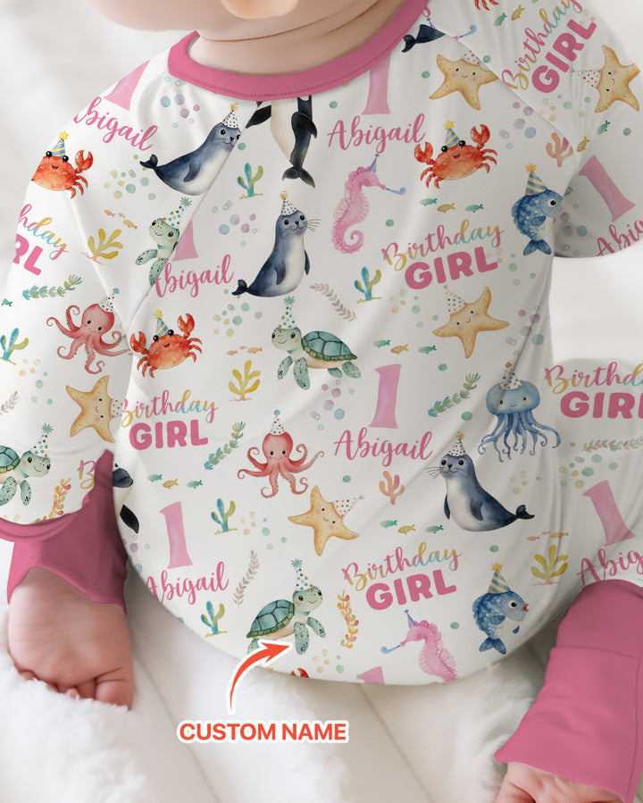 Birthday Under The Sea Custom Name & Age Bamboo Convertible Zippy