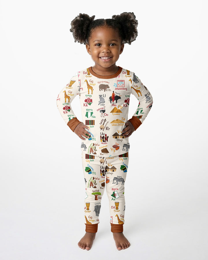 Zweiteiliges Langarm-Pyjama-Set mit Sommerfrüchten