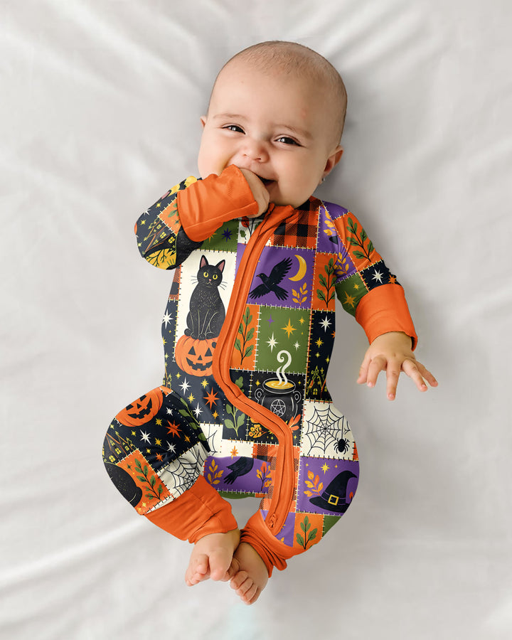 Halloween Black Cat Patchwork Bamboo Convertible Zippy