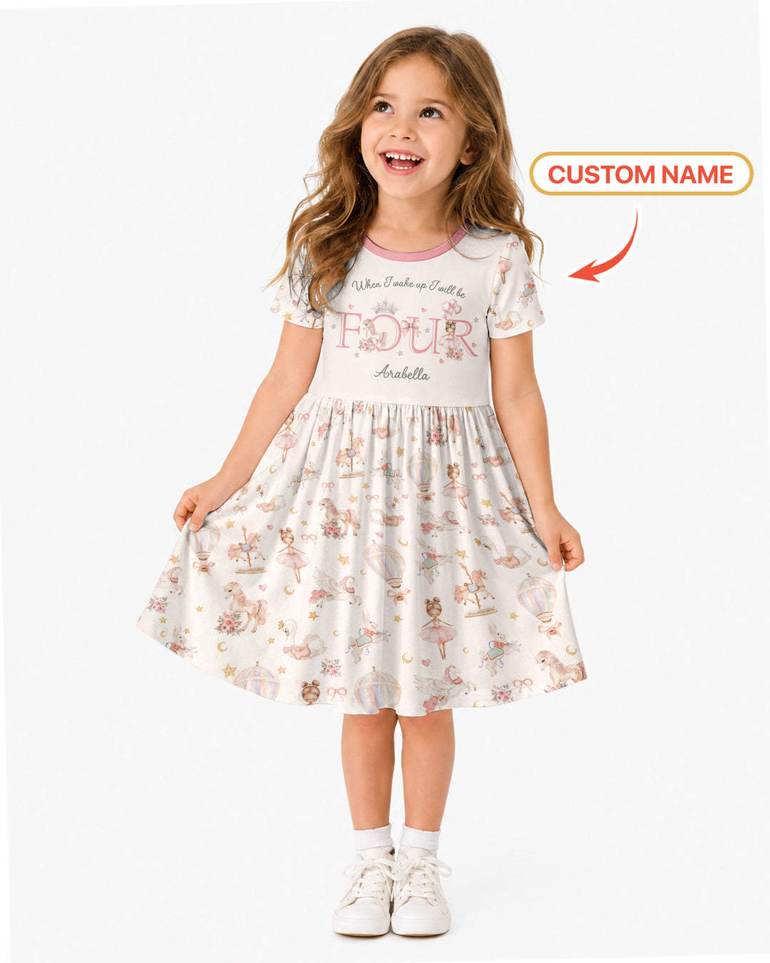 Custom Name When I Wake Up Girly Birthday Bamboo Twirl Dress