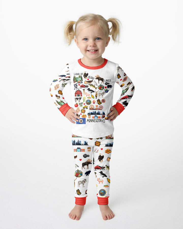 Minnesota Lover Family Matching Bamboo Two Piece Long Sleeve Pajama Set