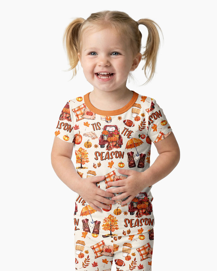 Fall Tis the Season Bamboo Two Piece Short Sleeve Pajama Set