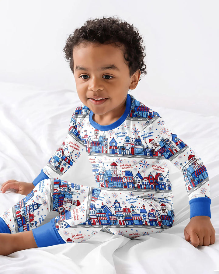 Zweiteiliges Langarm-Pyjama-Set mit Sommerfrüchten