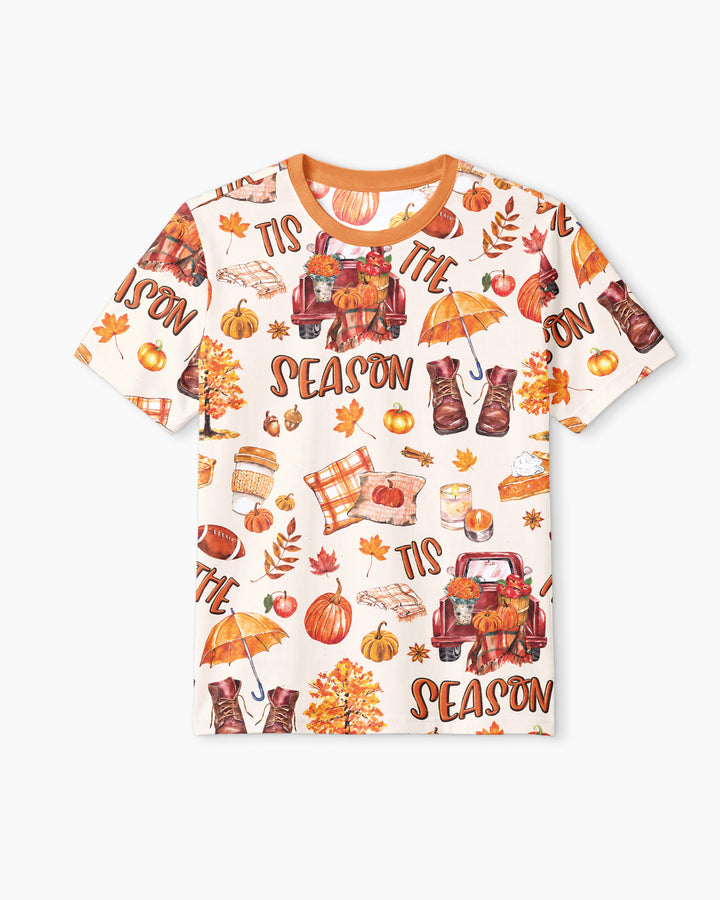 Fall Tis the Season Bamboo Men Short Sleeve Short Pajama Set