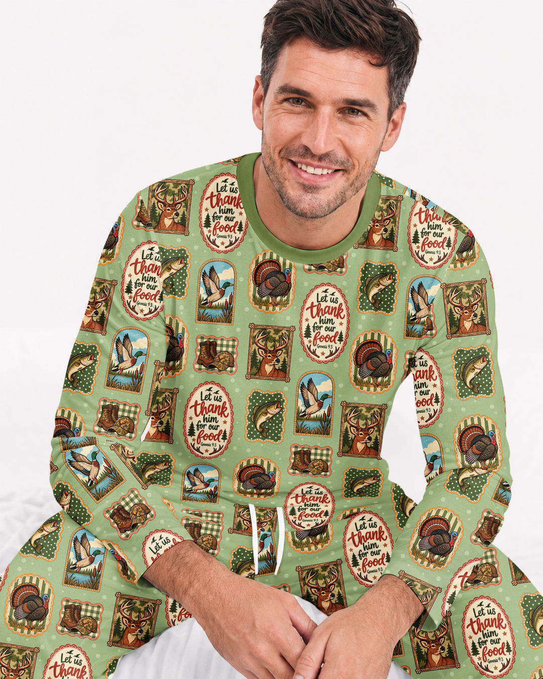 Hunting Let Us Thank Him For Our Food Bamboo Men's Pajama Set