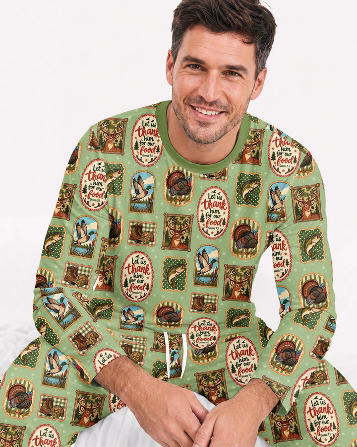 Hunting Let Us Thank Him For Our Food Bamboo Men's Pajama Set