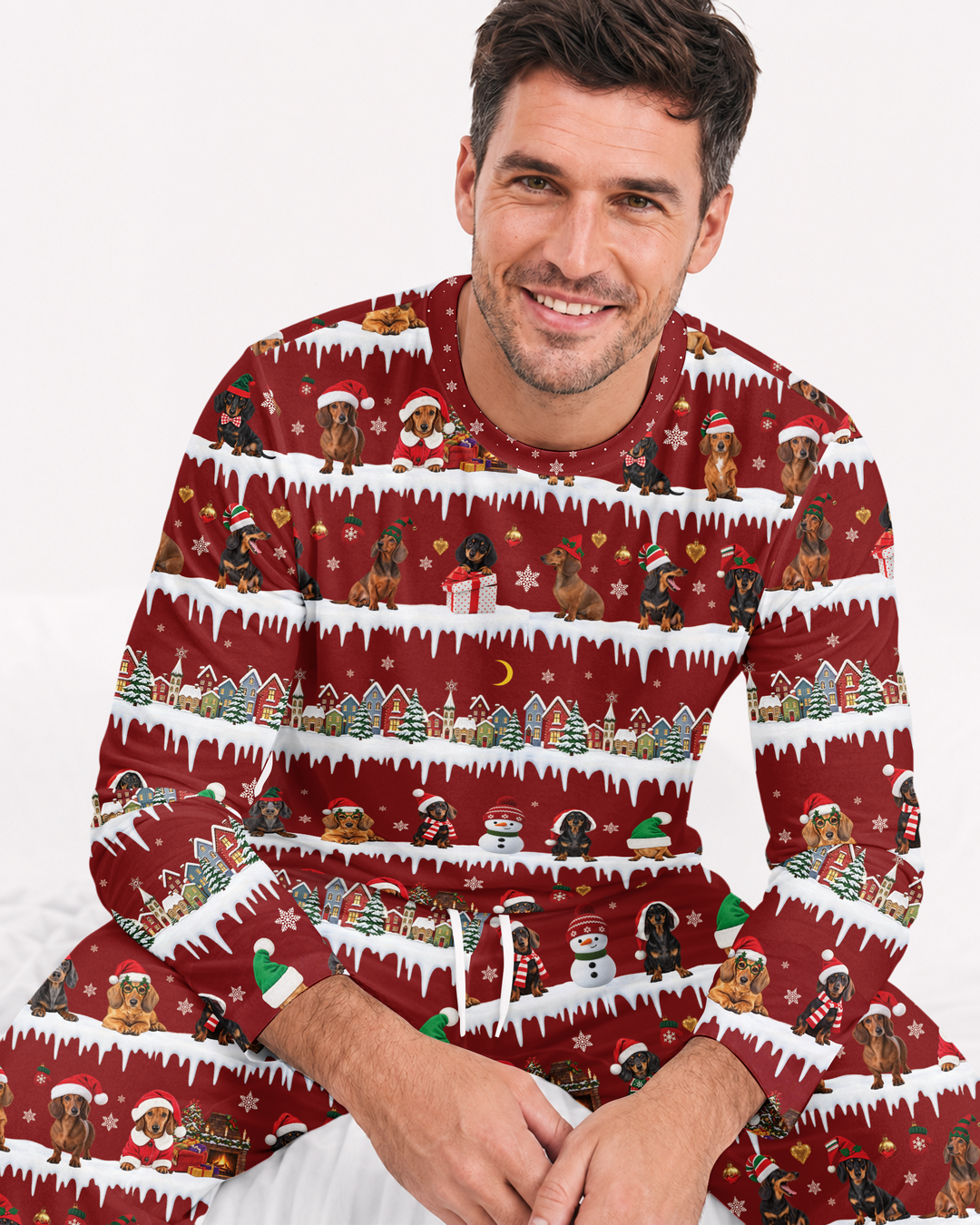 Dachshund Through The Snow Bamboo Men's Pajama Set