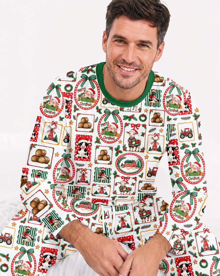 Christmas Farm Animals Bamboo Men's Pajama Set