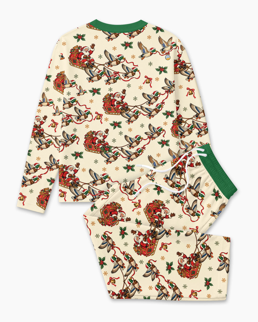 Santa Sleigh with Mallard Ducks Bamboo Men's Pajama Set
