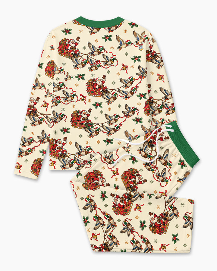 Santa Sleigh with Mallard Ducks Bamboo Men's Pajama Set