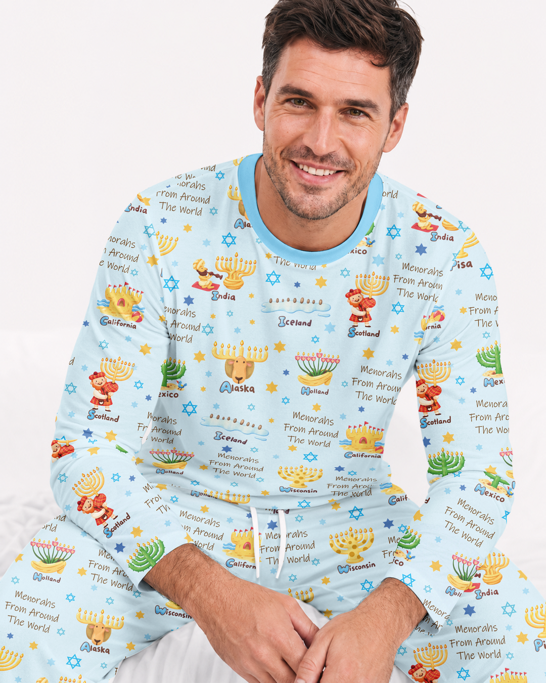 Menorahs From Around The World Bamboo Men's Pajama Set