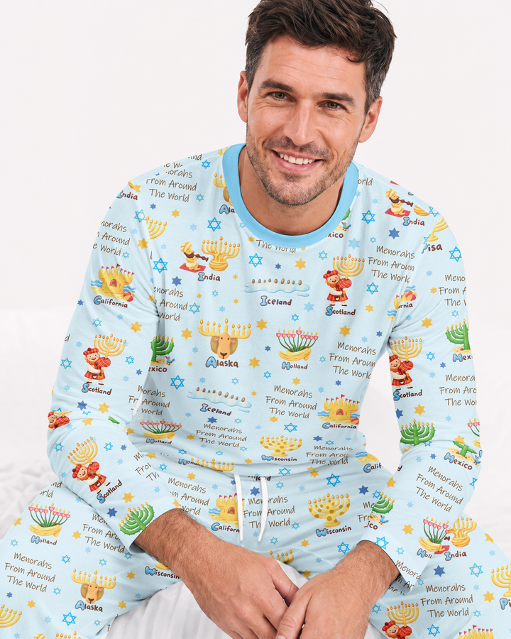Menorahs From Around The World Bamboo Men's Pajama Set