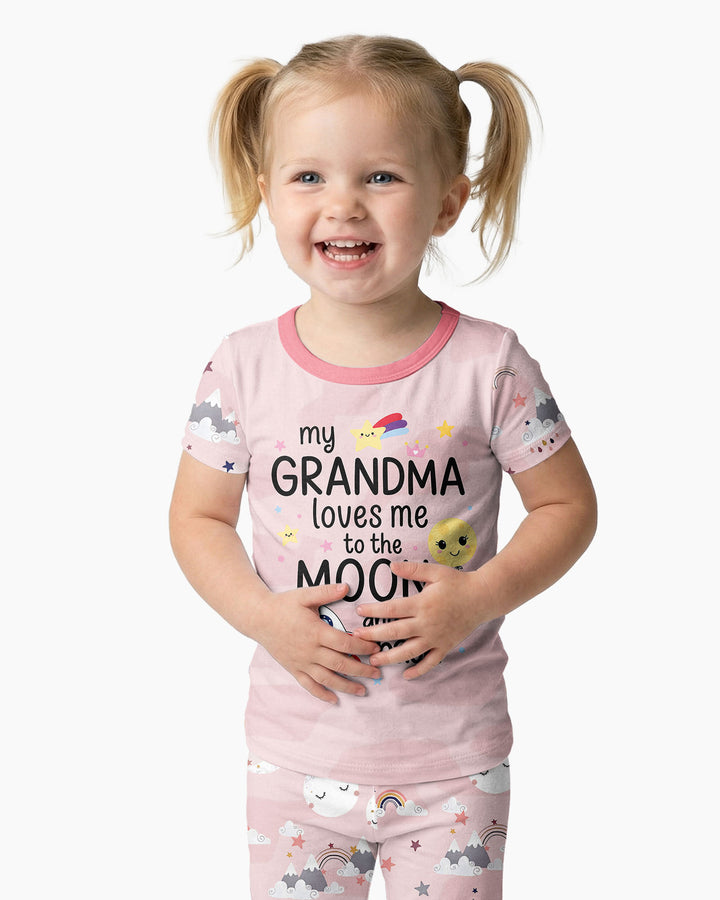 My Grandma Loves Me To The Moon And Back Bamboo Two Piece Short Sleeve Pajama Set