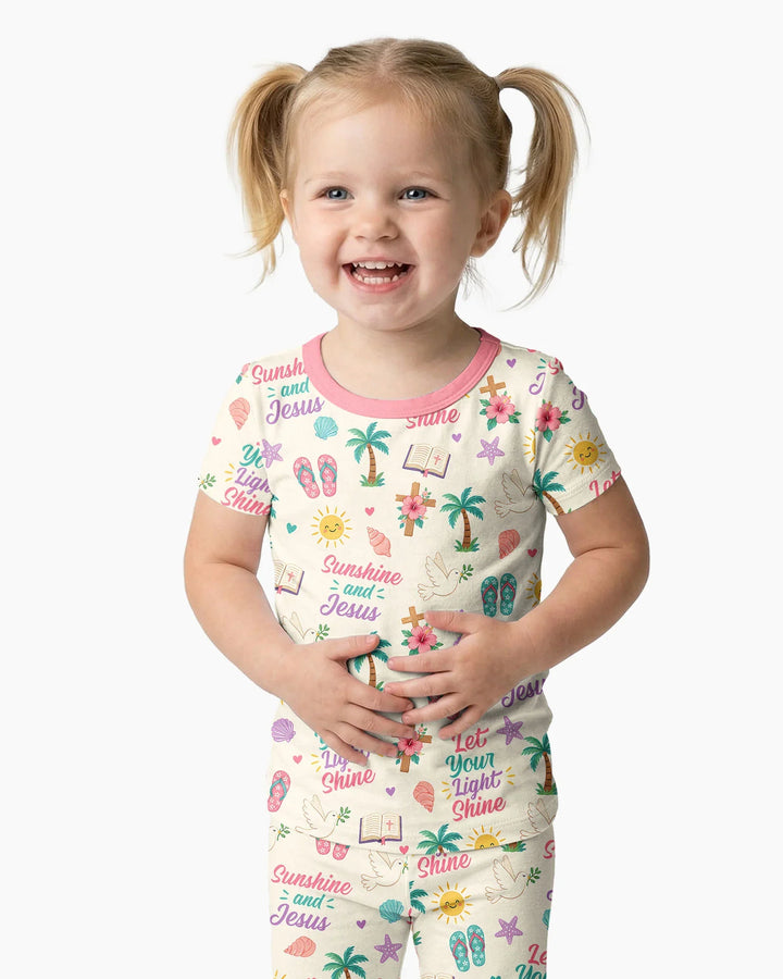 Zweiteiliges, kurzärmliges Pyjama-Set mit Marienkäfern