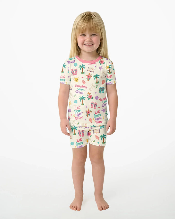 Schlafanzug-Set zweiteilig, kurze Ärmel, kurze Hose, Bambus