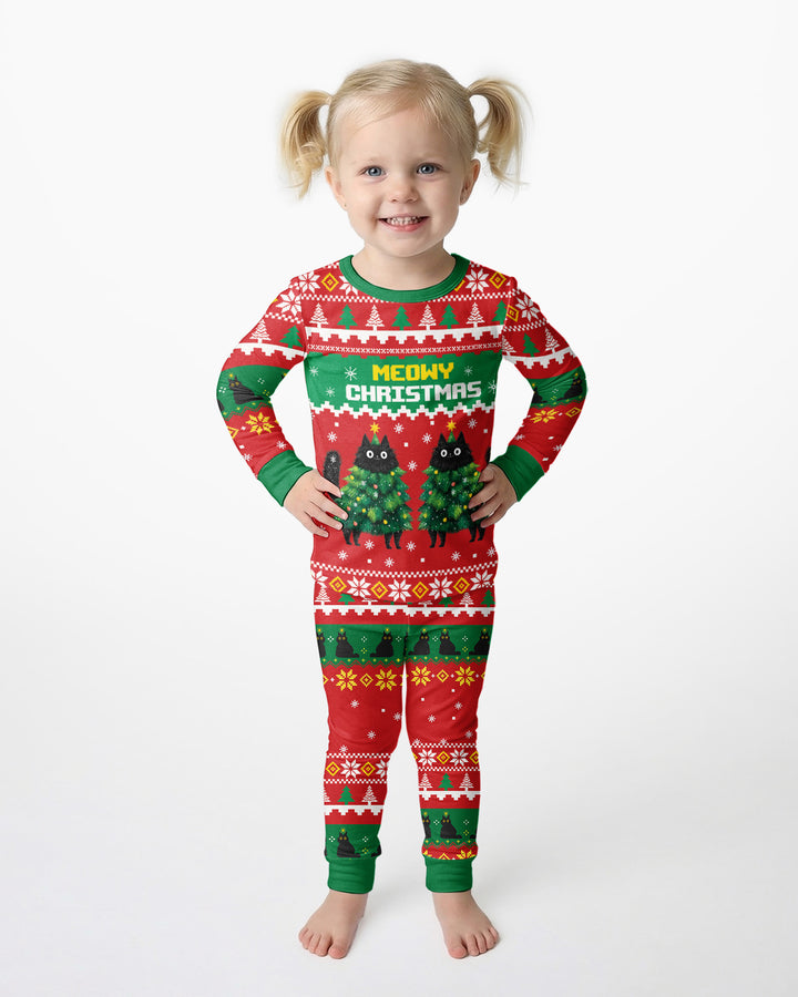 Meowy Christmas Bamboo Two Piece Long Sleeve Pajama Set